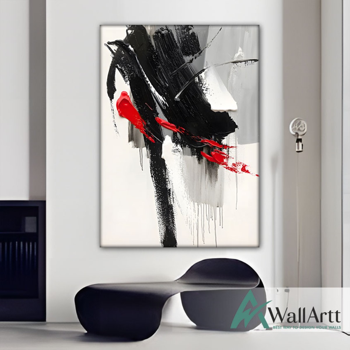 Red n Black Abstract  3d Heavy Textured Partial Oil Painting